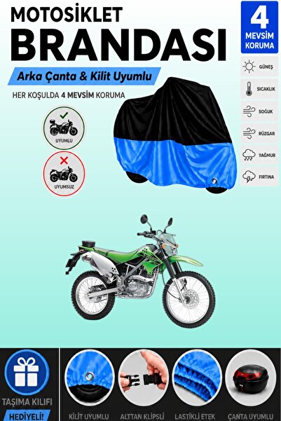 Cemku Double Black Top - Blue Bottom, Rear Bag Compatible Kawasaki Klx 150 L ...