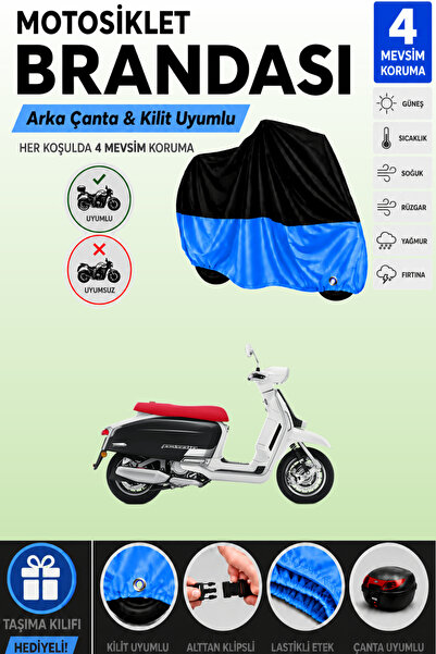 Cemku Double Black Top - Blue Bottom, Rear Bag Compatible Lambretta G350 Moto...