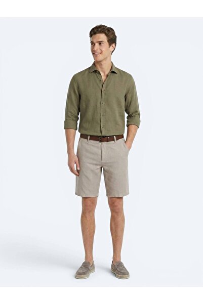 Kip Mink Plain Woven Jogging Fit Casual Cotton Blend Bermuda Shorts