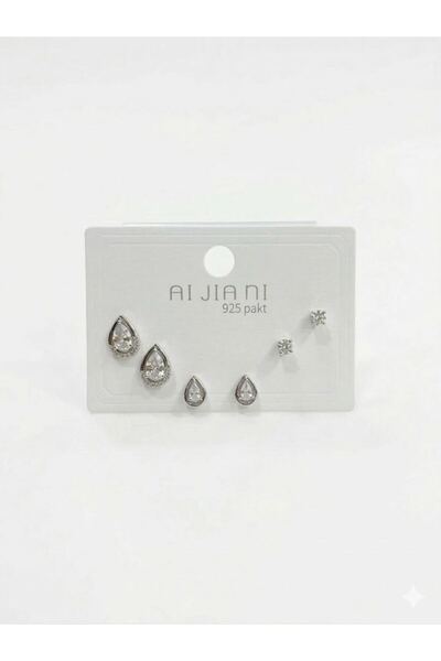 atastore2017 Water Drop Detailed Six-Piece Earrings