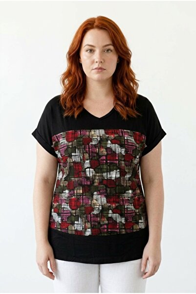 Stil Diva V-Neck Color Block T-Shirt