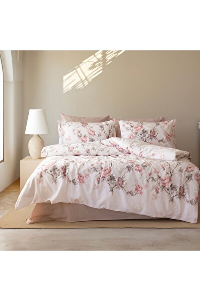 Bahar Tekstil Lenjerie de pat bumbac 100% ranforce cu bujori roz, Bahar Home,...