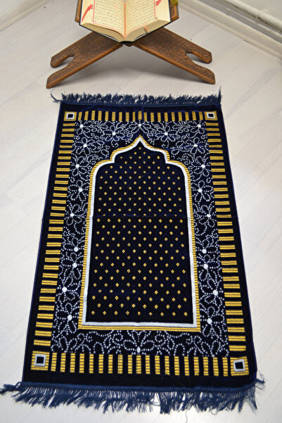 Bilenler Line Patterned Velvet Prayer Rug