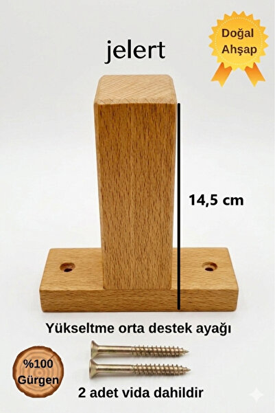 Jelert Masif Gürgen Ahşap 14,5 cm Mobilya Yükseltme Destek Ayağı, T-Naturel, ...
