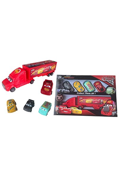 ADIRI SHOP Set Complet Camion de Jucărie cu 4 mașinuțe, model curse animate i...