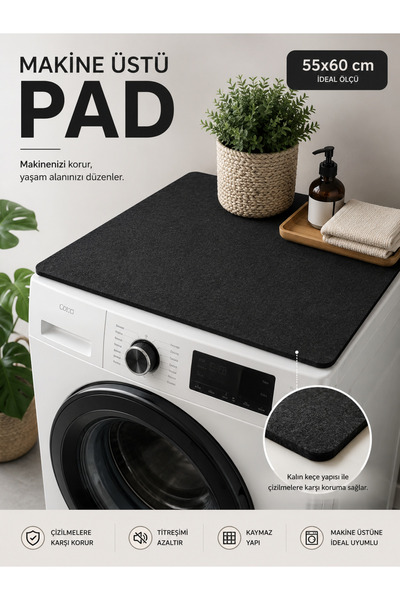 WOOLY LIFE Keçe Çamaşır makinesi örtüsü ped 55x60 çamaşır makinesi koruyucu örtü
