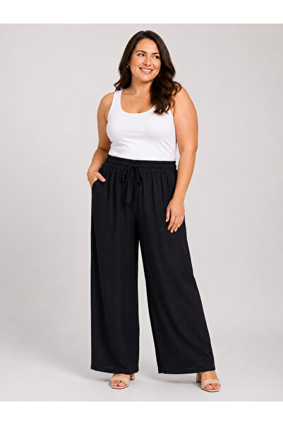 Trendline Women's Oversized Plus-Size Woven Pocket-Detailed Slim Summer Pants...