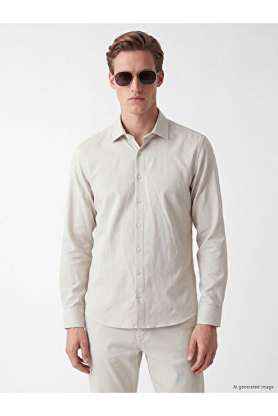 LC Waikiki Rmz Gi̇yi̇m Farkiyla Slim Fit Dobby Men's Shirt