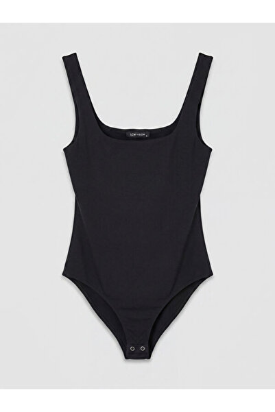 LC Waikiki Rmz Gi̇yi̇m Farkiyla Square Collar Women's Snap Fastener Bodysuit
