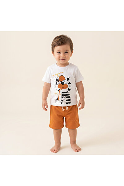 Bolly Baby Animals Printed Short Sleeve T-Shirt Shorts Combed Cotton Bottom T...