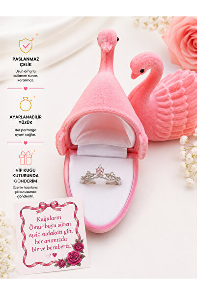 enyessaccessory Özel Kuğulu Kutuda Ciddi İlişki Kalp Çelik Yüzük