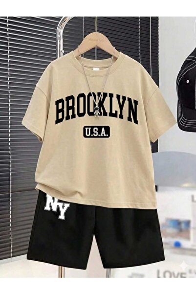 NC Nicee Clothes LETNJA DEČJA MAJICA I KRATKE HLAČE UNISEX (BROKLYN USA CRNI ...