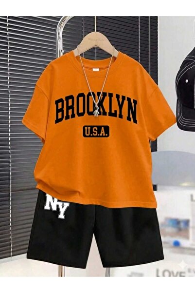 NC Nicee Clothes Summer Children's T-Shirt Shorts Unisex (Broklyn Usa Black P...