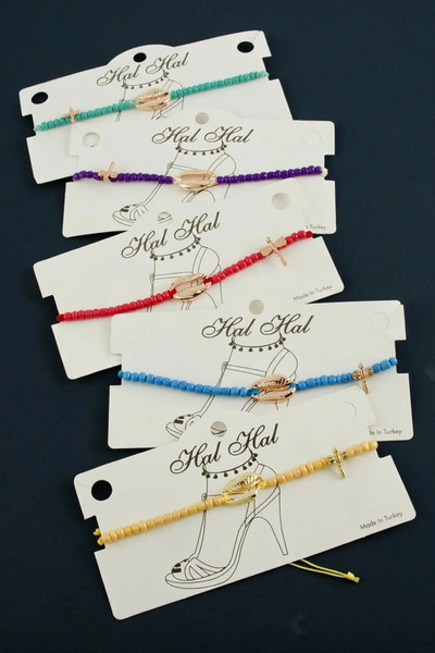 Marsilyan Nvdn- Pink Colorful Sea Shell Bead Anklet Iegrs-Nvdn1