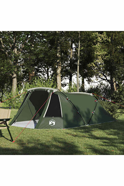 vidaxl Cort tunel pentru 3 persoane Verde si alb 328 x 228 x 115 cm