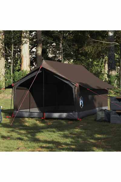 vidaxl Cort de camping pentru 2 persoane, maro, impermeabil