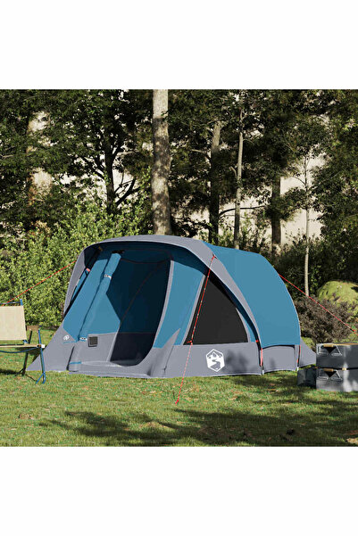 vidaxl Cabina cort de camping, 4 persoane, albastru, impermeabil