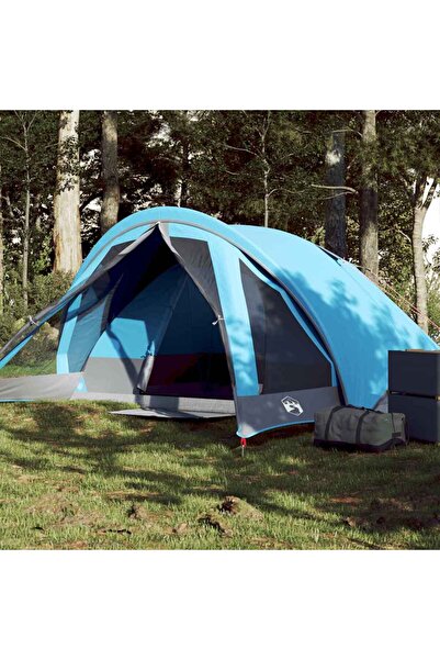 vidaxl Cabina cort de camping, 4 persoane, albastru, impermeabil