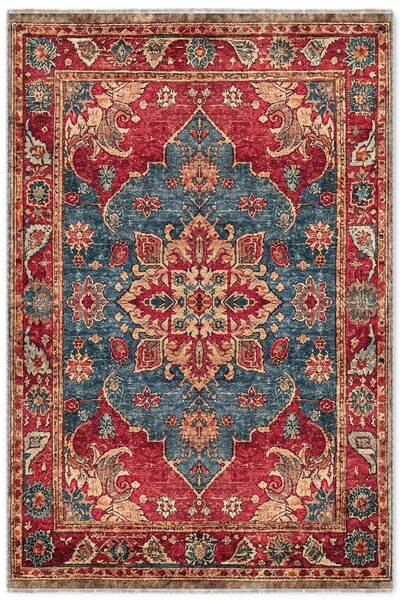 Babil Home Dekoratif Halı Kaymaz Taban Leke Tutmaz Yıkanabilir Kilim Özel Ölçü Salon Halısı 3033