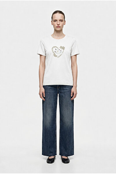 Sementa Printed Round Neck T-Shirt - Ecru