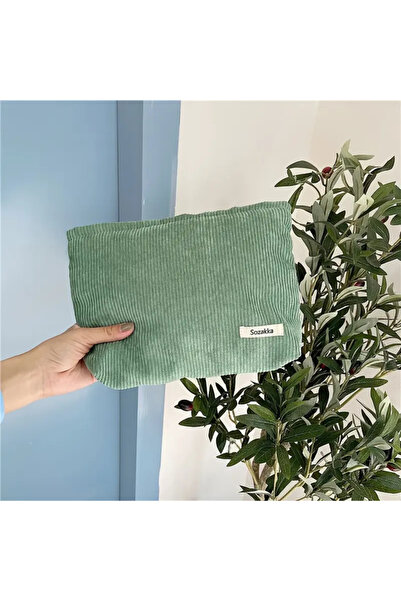 Pure Cosmetics bag, ribbed model, green -