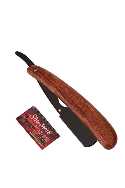 Lawazim Straight Razor with Wooden Handle Folding Shavette for Men (Black & B...