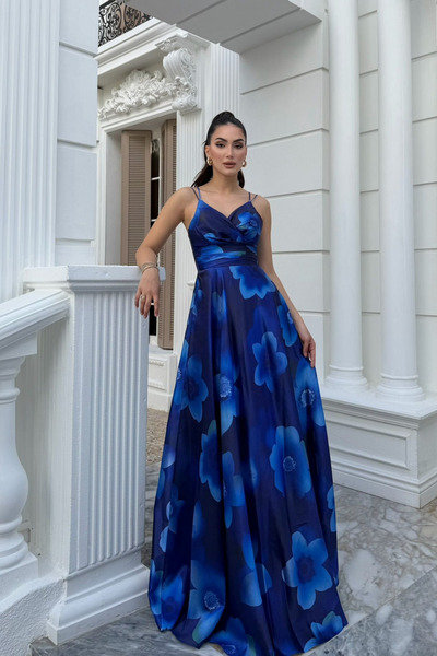 Sindimoda Feza Desenli Askı Detay Abiye 1093
