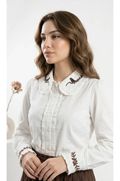 TATULA Shirt with Embroidery Detail on the Collar