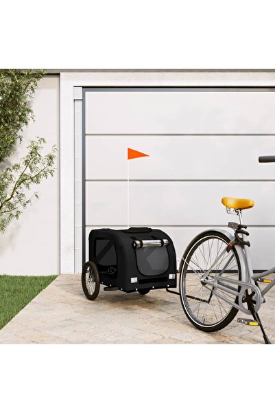 vidaxl Remorcă bicicletă animale companie, negru, textil oxford/fier