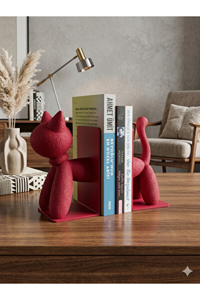 CMHOME Decorative Cat Figurine Book Holder - Stylish and Modern Bookshelf Acc...