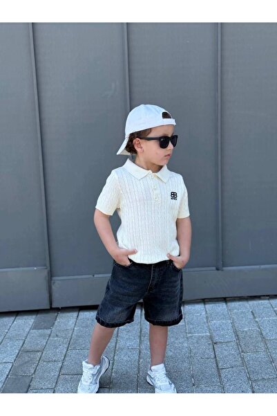 MİNİK DÜŞLER Tricotaj pentru băieți, tricou cu guler polo, set pantaloni scur...