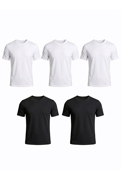 Etikmen 5-Pack Premium 100% Organic Cotton Basic Slimfit White-White-White-Bl...
