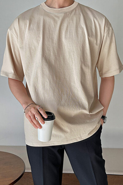 GENIUS STORE Tricou oversize pentru bărbați, din bumbac, cu decolteu tip crew...