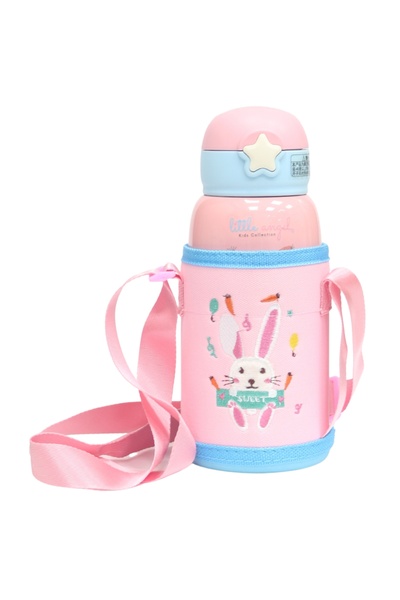 LITTLE ANGEL زجاجة ماء للأطفال 2 في 1 معزولة مع غطاء وشفاطة 580 مل - متعددة ا...