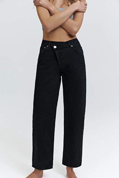 Pull & Bear Çapraz bel straight fit jean