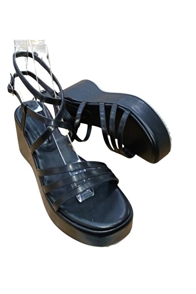 WHİTE LİNE Söz 2023 Women's Genuine Leather Wedge Sole Platform Ankle Strap C...