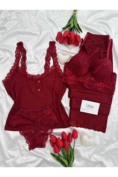 Lena Homewears Women's Underwear and Lingerie Suspender C Cropped Pajama Set