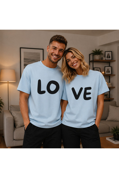 VODEXA Tricou oversize unisex cu imprimeu LOVE, 100% bumbac, croială conforta...