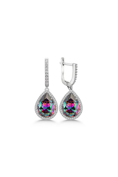 Yuso Silver 925 Ayar Mistiktopaz Taşlı Gümüş Küpe