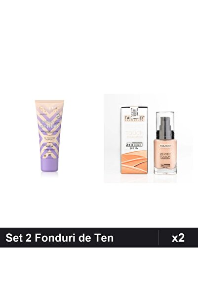Eveline Set 2 Fonduri de Ten Perfect & TLM Velvet Touch SPF 10, 64 ml