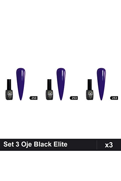 global fashion Set 3 Oje Semipermanente Black Elite 8ml, Manichiura UV/LED Pr...