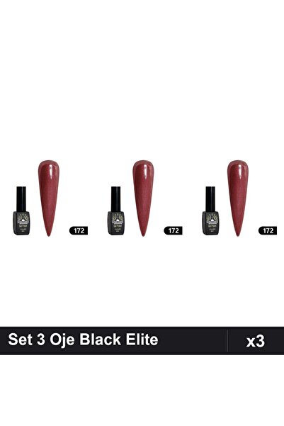 global fashion Set 3 Oje Semipermanente Black Elite 8ml, Manichiura UV/LED Pr...