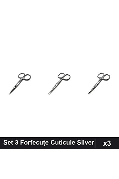 One Group Set 3 Forfecuțe Profesionale Cuticule Silver, Clești Manichiură