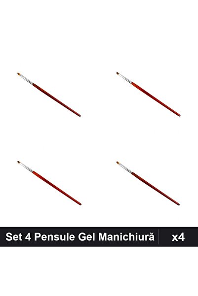 NAİLS Set 4 Pensule Manichiură Gel, Limba Pisică și Tesit, Nr. 2 4 6, Aplicar...