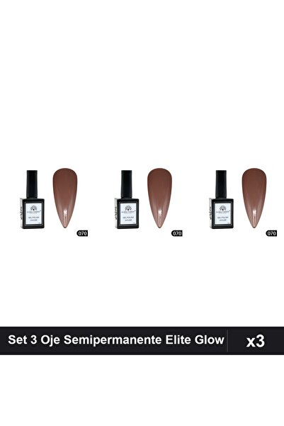 global fashion Set 3 Oje Semipermanente Elite Glow 15ml, Gel Polish UV/LED