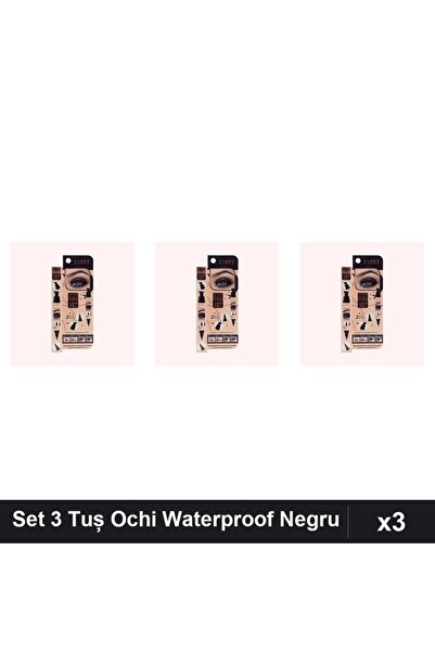 Ushas Set 3 Tuș Ochi Carioca Stampilă 2 Way Quick Waterproof Negru 3g