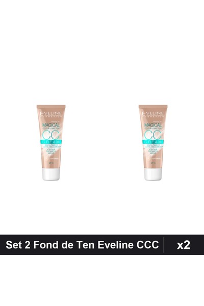 Eveline Set 2 Fond de Ten CCC Magical 50 Light-Beige 30ml, Acoperire Totală