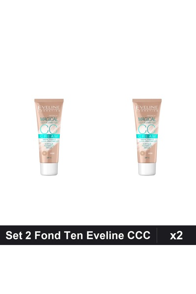 Eveline Set 2 Fonduri Ten CCC Magical 52 Beige 30ml, Acoperire Totală