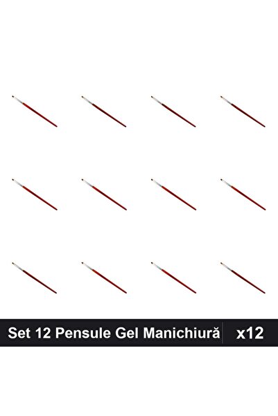 NAİLS Set 12 Pensule Manichiură Gel, Limba Pisică și Tesit, Mărimi Mixte, Ung...