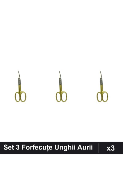 One Group Set 3 Forfecuțe Profesionale Unghii Aurii, Clești Manichiură